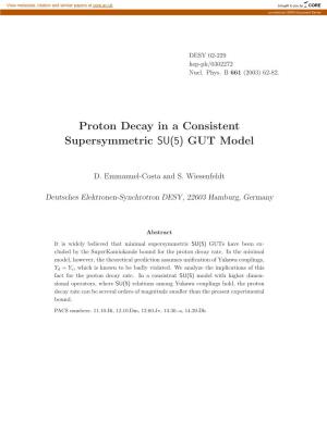 Proton Decay in a Consistent Supersymmetric SU(5) GUT Model