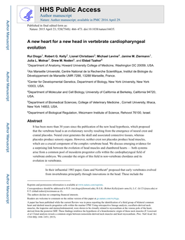 A New Heart for a New Head in Vertebrate Cardiopharyngeal Evolution