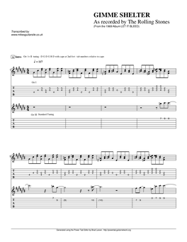GIMME SHELTER As Recorded by the Rolling Stones (From the 1969 Album LET IT BLEED) Transcribed By