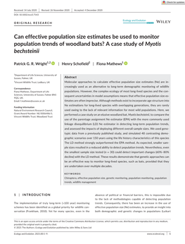 Can Effective Population Size Estimates Be Used to Monitor Population Trends of Woodland Bats? a Case Study of Myotis Bechsteinii