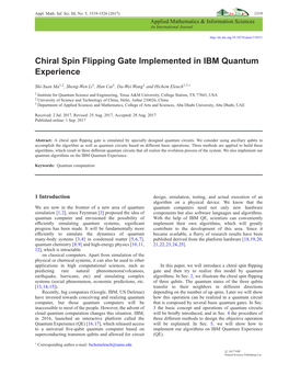 Chiral Spin Flipping Gate Implemented in IBM Quantum Experience