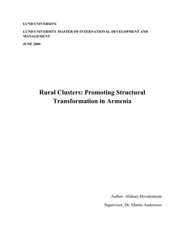 Rural Clusters: Promoting Structural