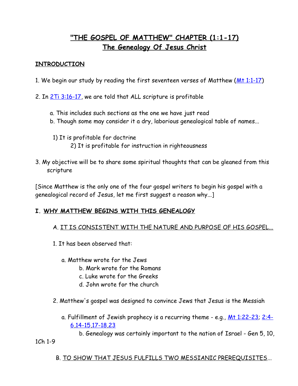 The Gospel of Matthew Chapter (1:1-17)