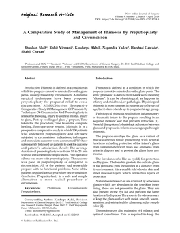 A Comparative Study of Management of Phimosis by Preputioplasty and Circumcision