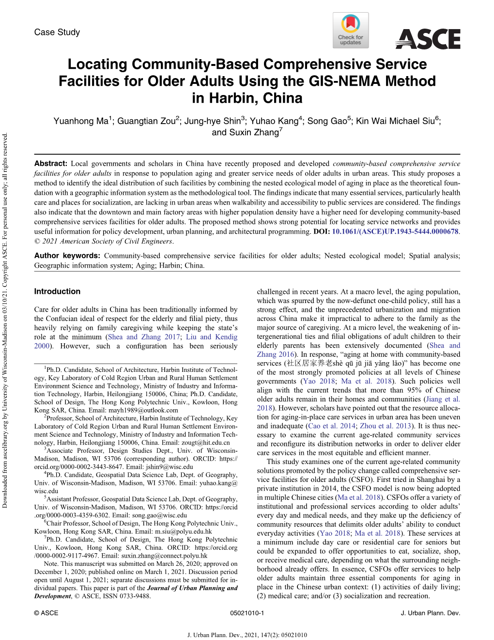 Locating Community-Based Comprehensive Service Facilities for Older Adults Using the GIS-NEMA Method in Harbin, China
