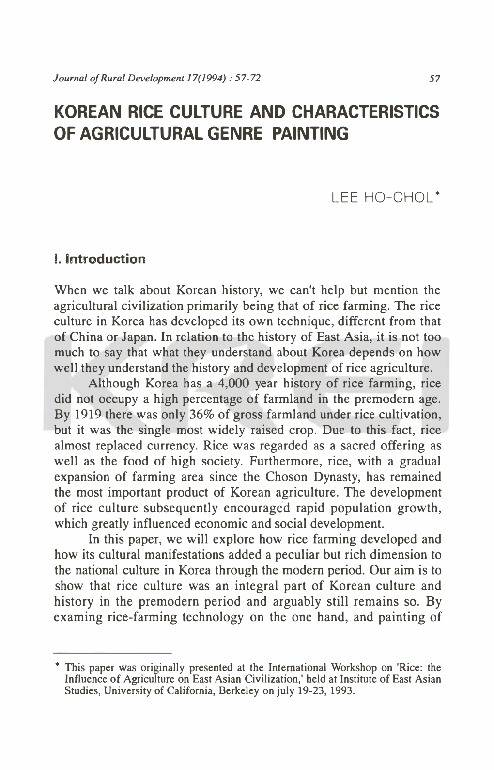 Korean Rice Culture and Characteristics of Agricultural Genre Painting