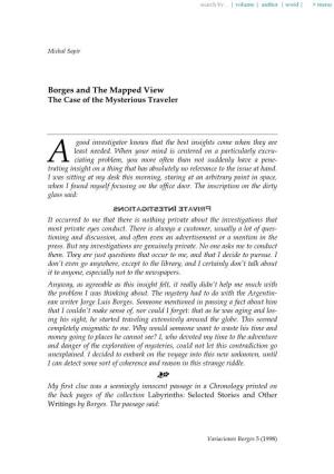 Borges and the Mapped View the Case of the Mysterious Traveler