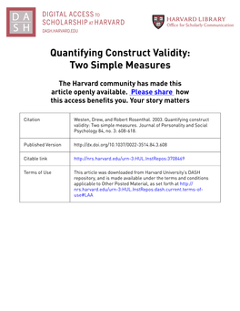 Quantifying Construct Validity: Two Simple Measures