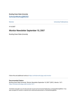 Monitor Newsletter September 10, 2007