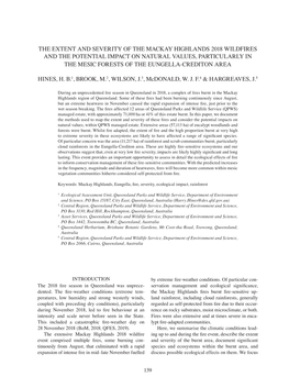 The Extent and Severity of the Mackay Highlands 2018 Wildfires and The