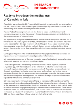 Ready to Introduce the Medical Use of Cannabis in Italy