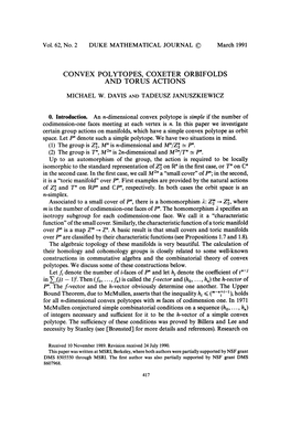 Convex Polytopes, Coxeter Orbifolds and Torus Actions