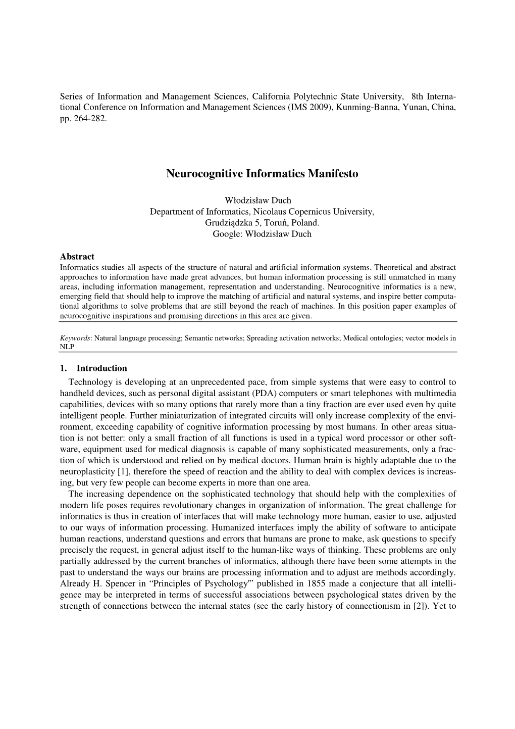 Neurocognitive Informatics Manifesto