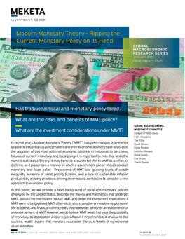 Modern Monetary Theory - Flipping the Current Monetary Policy on Its Head GLOBAL MACROECONOMIC RESEARCH SERIES JANUARY 2020 ISSUE TWENTY EIGHT
