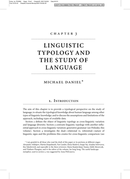 Linguistic Typology and the Study of Language