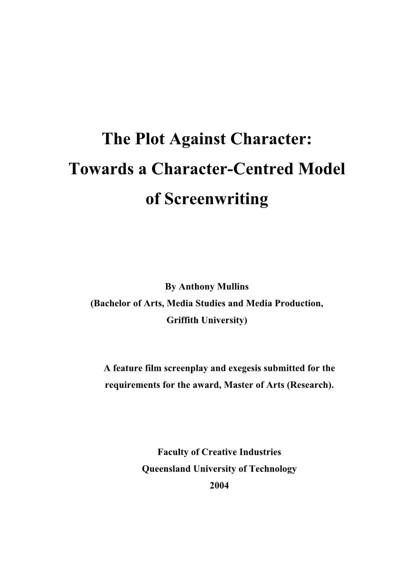 Towards a Character-Centred Model of Screenwriting