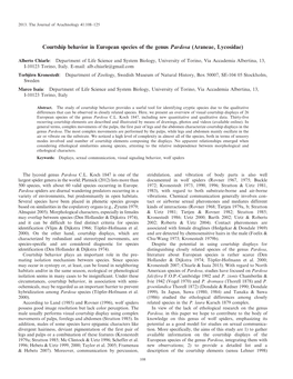 Courtship Behavior in European Species of the Genus Pardosa (Araneae, Lycosidae)