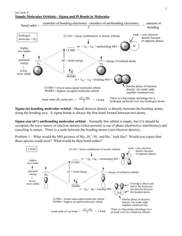 Simple Molecular Orbitals - Sigma and Pi Bonds in Molecules