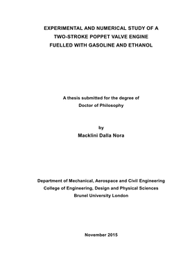 Experimental and Numerical Study of a Two-Stroke Poppet Valve Engine Fuelled with Gasoline and Ethanol
