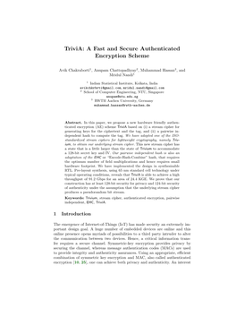 Trivia: a Fast and Secure Authenticated Encryption Scheme