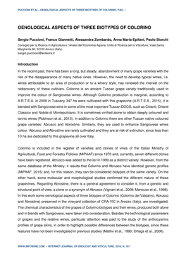 Oenological Aspects of Three Biotypes of Colorino, Pag