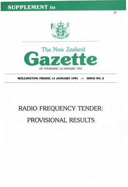 Radio Frequency Tender: Provisional Results