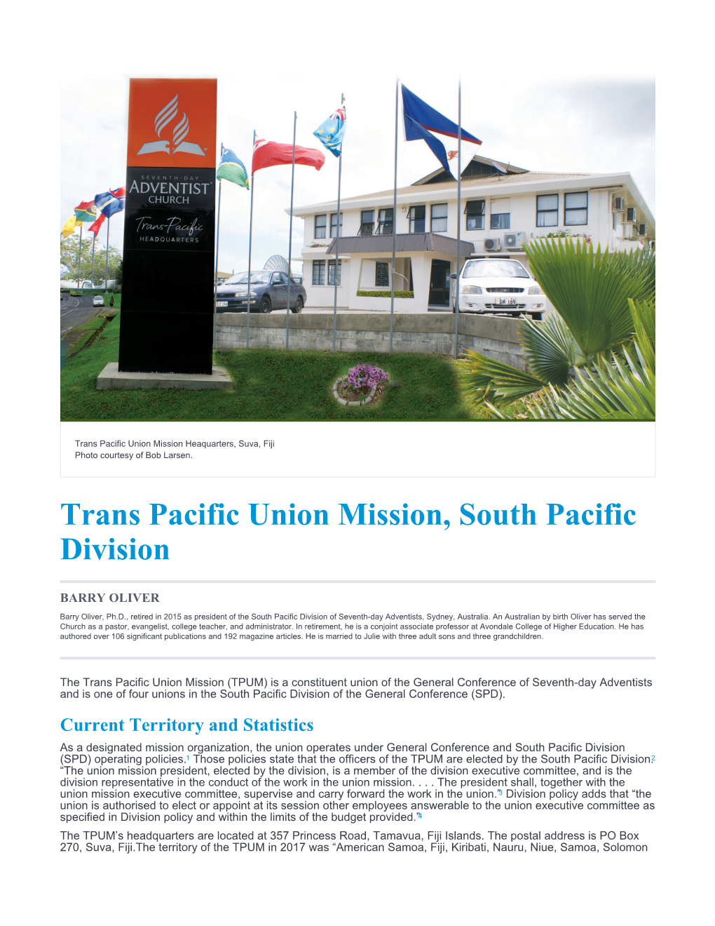 Trans Pacific Union Mission, South Pacific Division