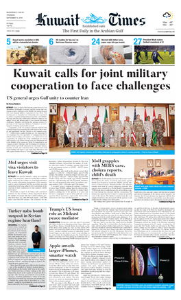 Kuwait Calls for Joint Military Cooperation to Face Challenges US General Urges Gulf Unity to Counter Iran
