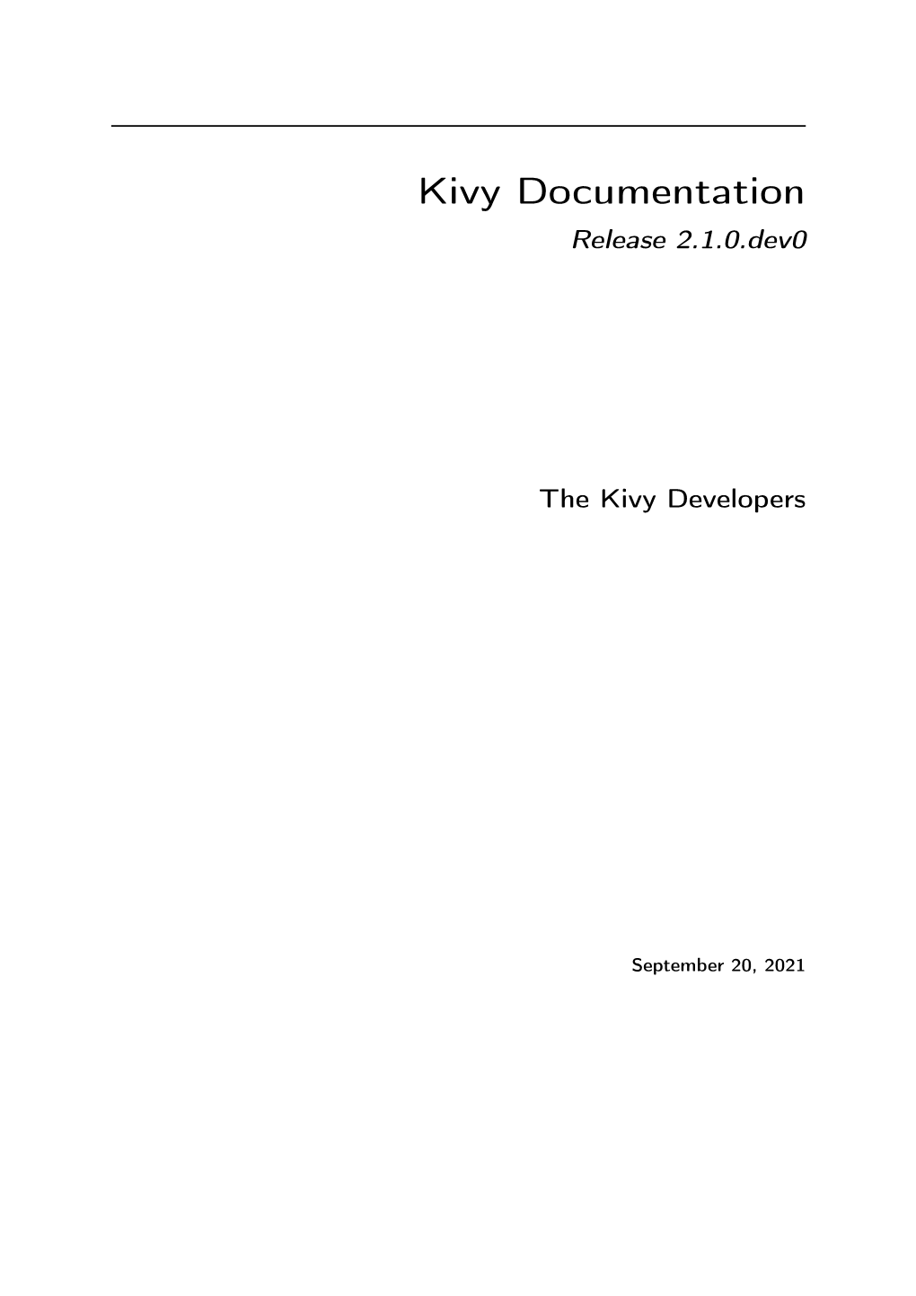 Kivy Documentation Release 2.1.0.Dev0
