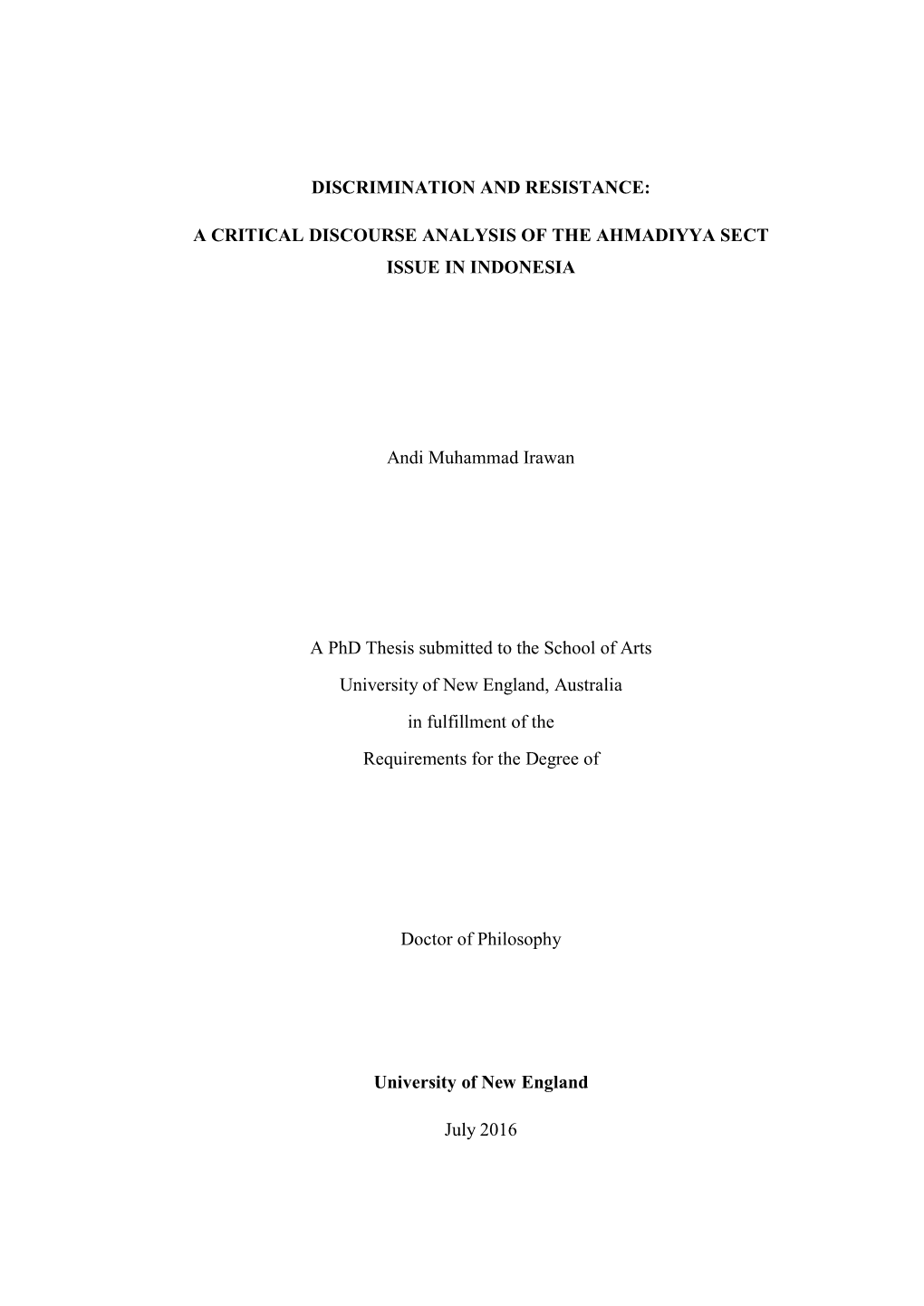 A Critical Discourse Analysis of the Ahmadiyya Sect Issue in Indonesia