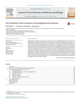 Iron Chelation in the Treatment of Neurodegenerative Diseases