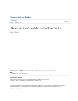 Abraham Lincoln and the Rule of Law Books Mark E