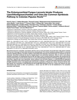 The Ectomycorrhizal Fungus Laccaria Bicolor Produces Lipochitooligosaccharides and Uses the Common Symbiosis Pathway to Colonize Populus Roots[OPEN]