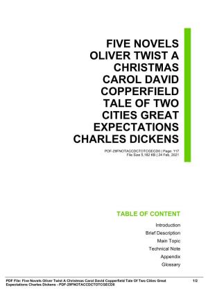 Five Novels Oliver Twist a Christmas Carol David Copperfield Tale of Two Cities Great Expectations Charles Dickens