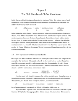 Chapter 3 the Cleft Copula and Clefted Constituent