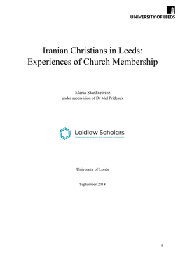 Iranian Christians in Leeds: Experiences of Church Membership