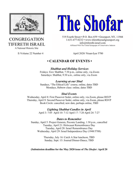 April 2020 Shofar