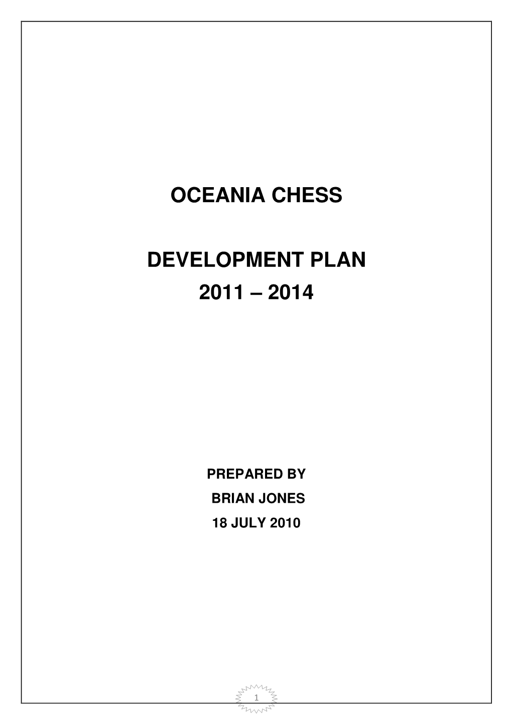 Oceania Chess Development Plan 2011 – 2014