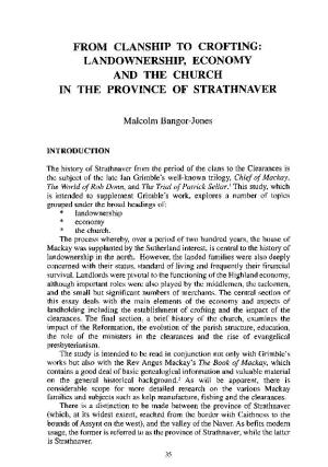 From Clanship to Crofting: Landownership, Economy and the Church in the Province of Strathnaver