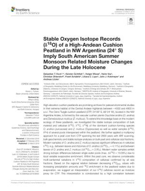 Stable Oxygen Isotope Records (Δ18o)