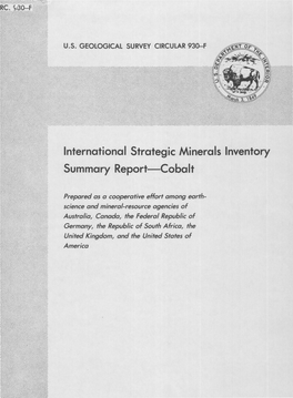 International Strategic Minerals Inventory Summary Report-Cobalt