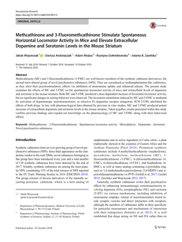 Methcathinone and 3-Fluoromethcathinone Stimulate