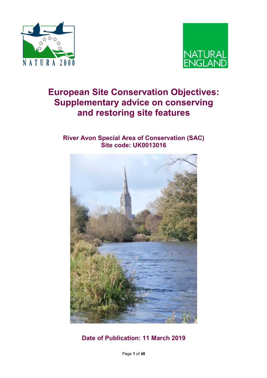River Avon SAC Conservation Objectives Supplementary Advice