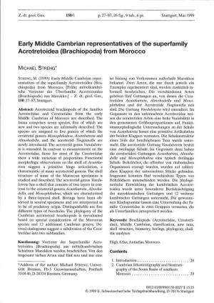 Early Middle Cambrian Representatives of the Superfamily Acrotretoidea (Brachiopoda) from Morocco