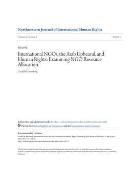 International Ngos, the Arab Upheaval, and Human Rights: Examining NGO Resource Allocation Gerald M