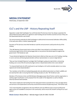 MEDIA STATEMENT CLC's and The