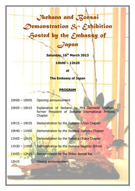 Ikebana and Bonsai Demonstration & Exhibition Hosted by the Embassy