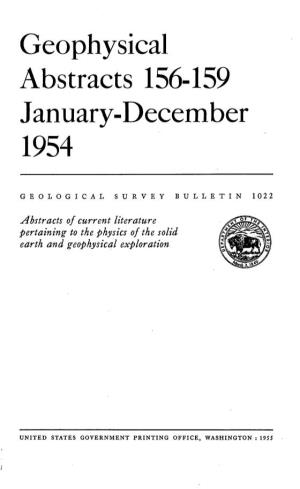 Geophysical Abstracts 156-159 January-December 1954