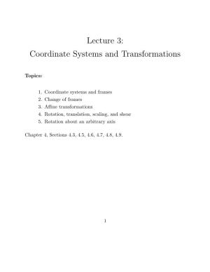 Lecture 3: Coordinate Systems and Transformations