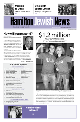 Hamilton Jewish News the Jewish Voice of Hamilton December 2011 Vol 26:2/ Kislev 5772